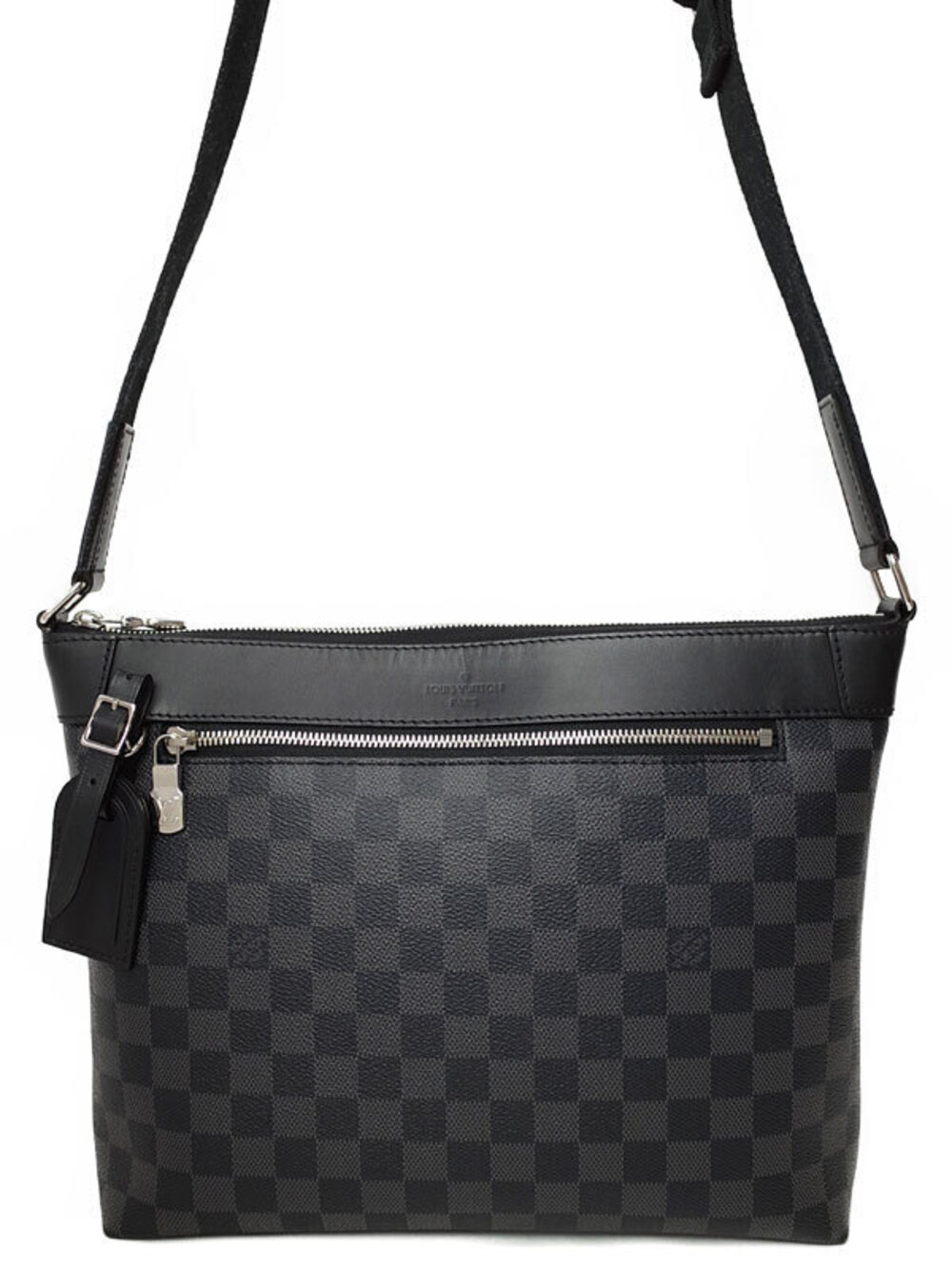 Louis Vuitton Damier Mick NM Shoulder Bag Canvas Leather Graphite Black